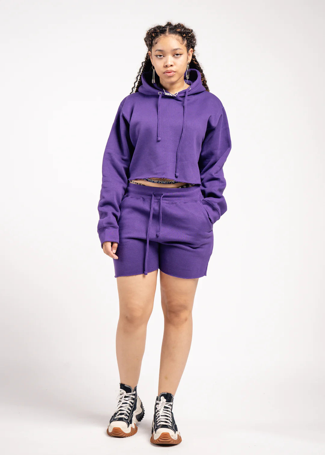 Crop Top Fleece Short Set