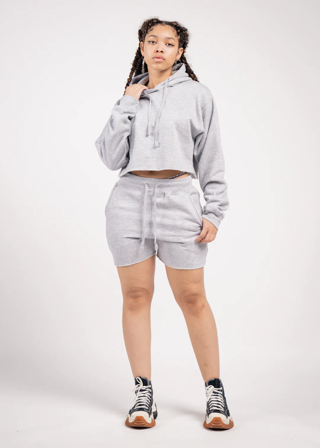 Crop Top Fleece Short Set