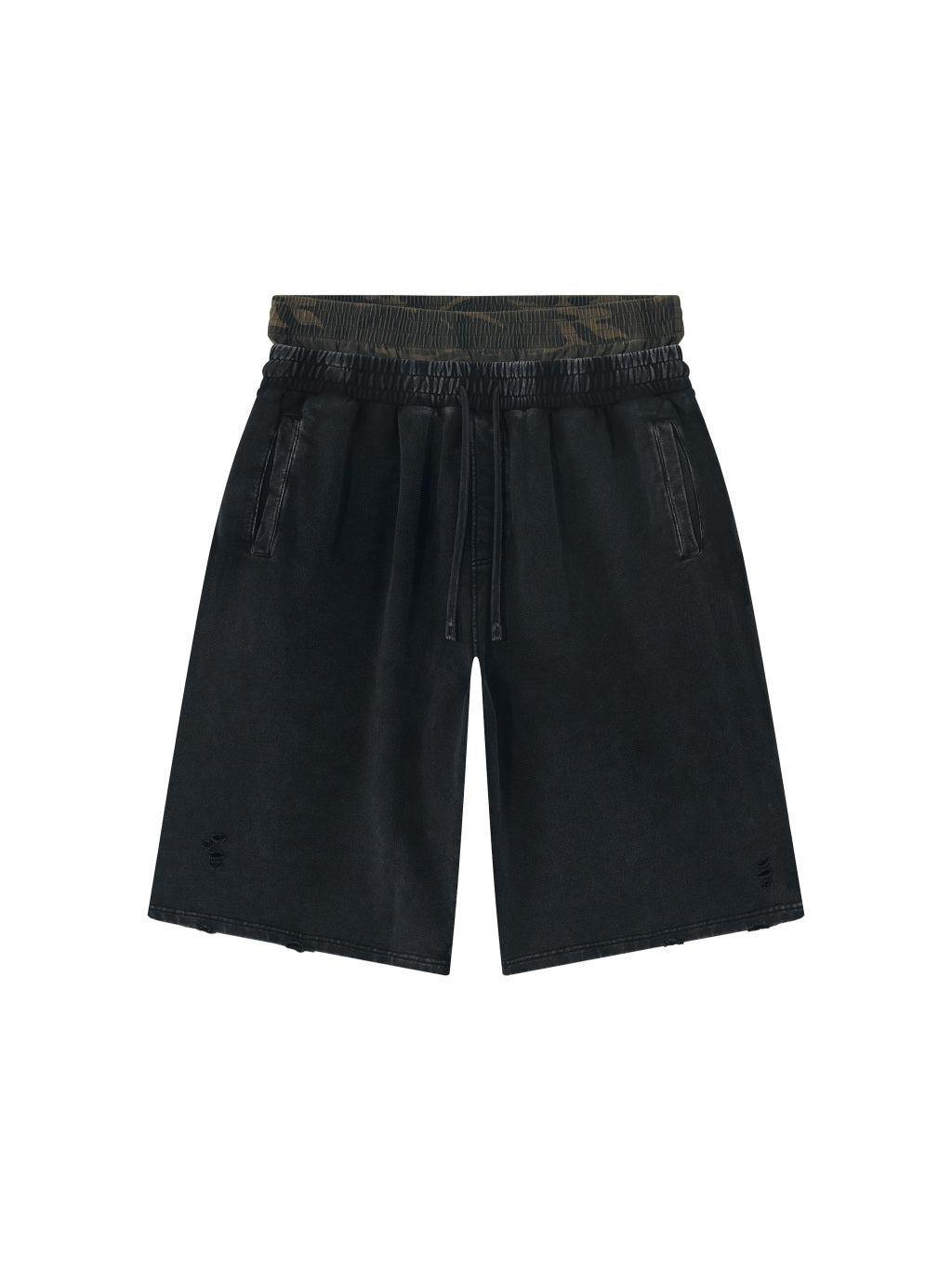 Unisex Vintage Wash Distressed Wide Leg Shorts