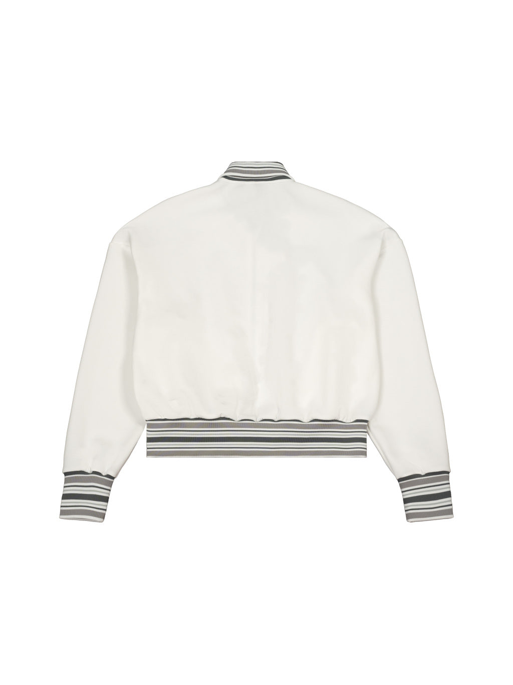 Striped Rib Collar Zip Jacket