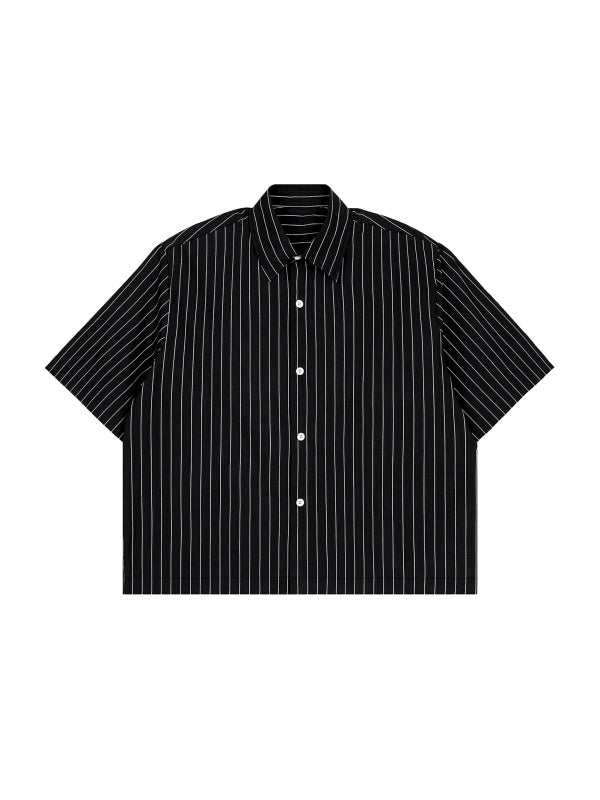 Unisex Striped Boxy Button-Up Shirt