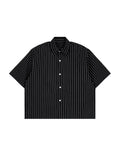 Unisex Striped Boxy Button-Up Shirt