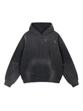 Vintage Washed Frayed Fleece Hoodie