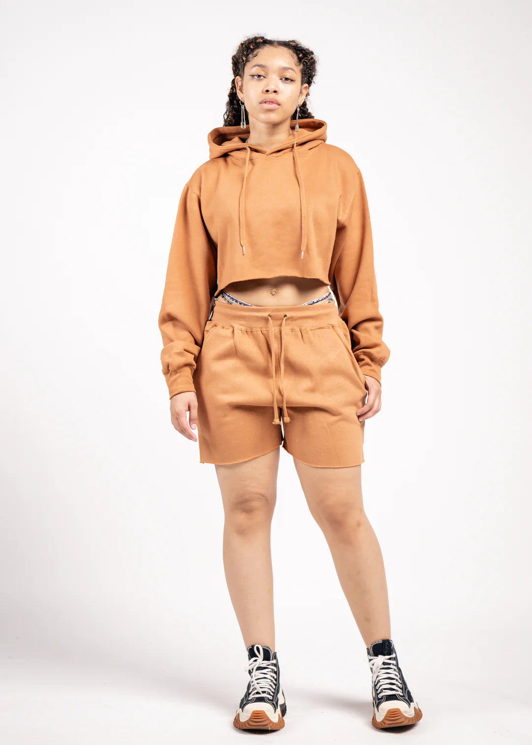 Crop Top Fleece Short Set