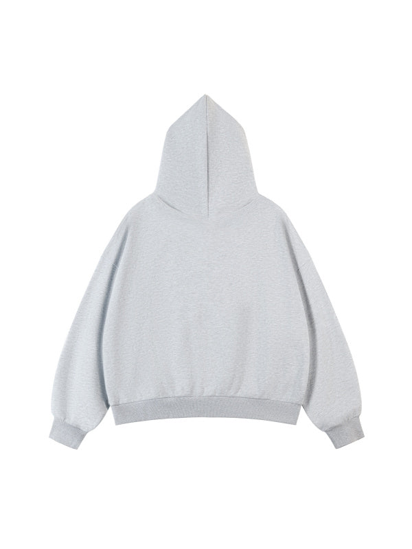 Fleeced Full-Zip Boxy Hoodie