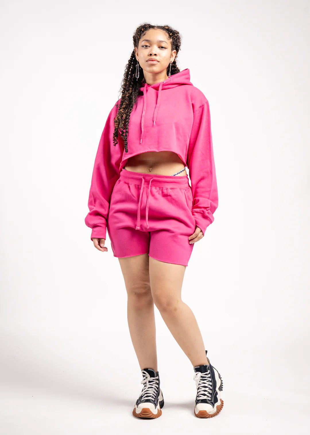 Crop Top Fleece Short Set