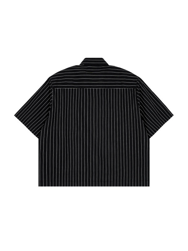 Unisex Striped Boxy Button-Up Shirt