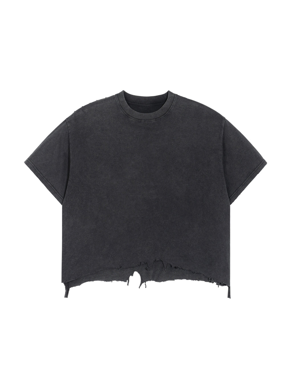 Vintage Wash Boxy Distressed Hem T-Shirt