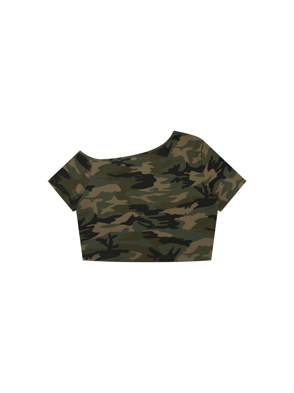 Women's Camo Off-Shoulder Crop T-Shirt