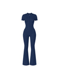 Women’s Tight Flared Leg Quarter-Zip Jumpsuit