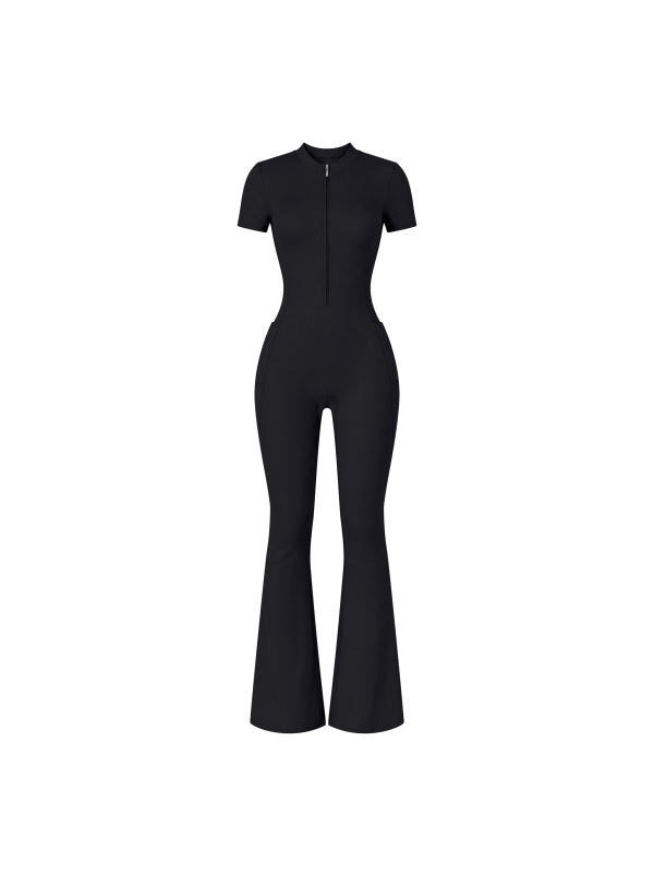 Women’s Tight Flared Leg Quarter-Zip Jumpsuit