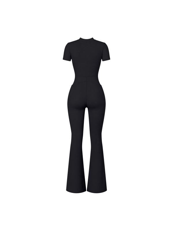 Women’s Tight Flared Leg Quarter-Zip Jumpsuit