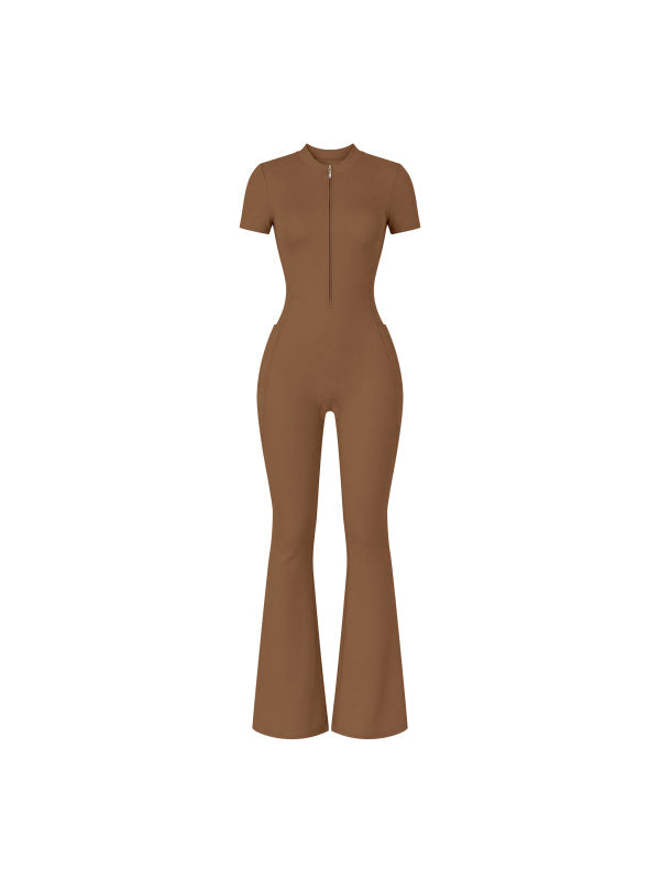 Women’s Tight Flared Leg Quarter-Zip Jumpsuit