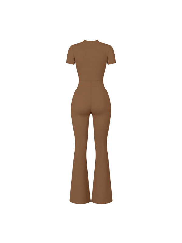 Women’s Tight Flared Leg Quarter-Zip Jumpsuit