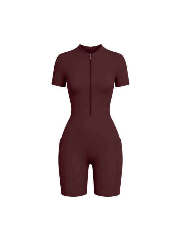 Women's Quarter-Zip Short Sleeve Romper