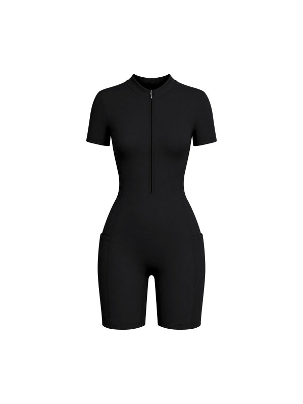 Women's Quarter-Zip Short Sleeve Romper