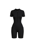 Women's Quarter-Zip Short Sleeve Romper