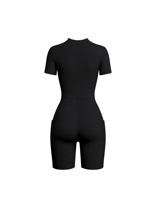 Women's Quarter-Zip Short Sleeve Romper