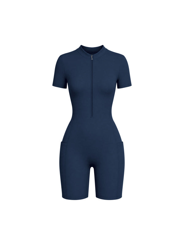 Women's Quarter-Zip Short Sleeve Romper