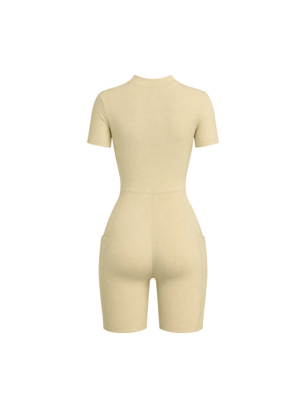 Women's Quarter-Zip Short Sleeve Romper